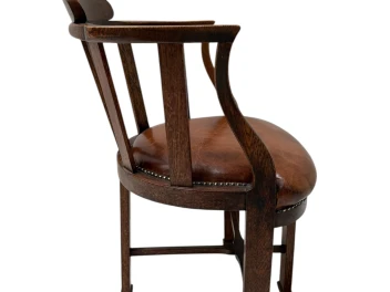 Art Deco Captain"s Chair or Armchair with Leather Seat, 1930s